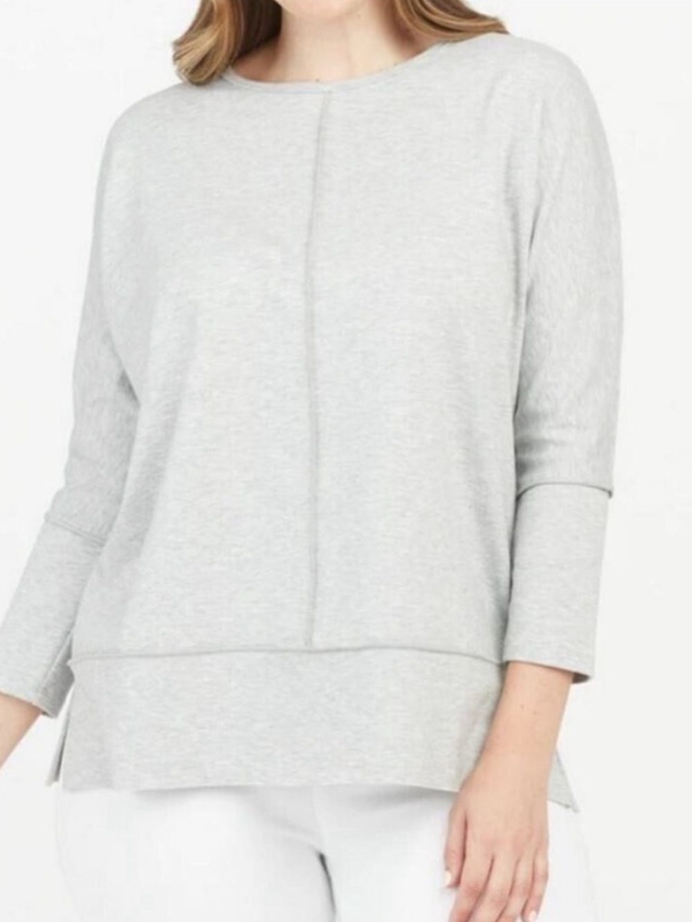 SPANX Perfect Length Dolman Sleeve Top Seamed Tunic Heather Gray size medium